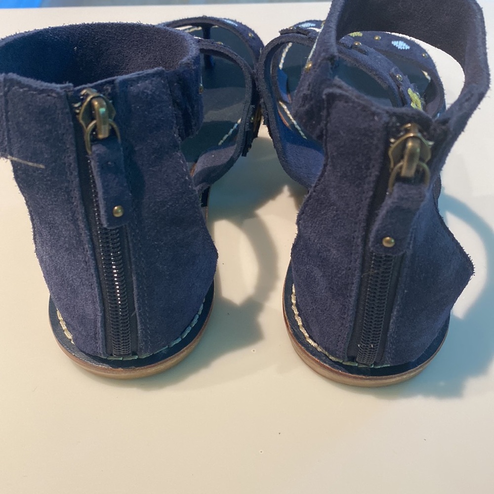 Soludos Embroidered Three Banded Flat Sandal, navy size 9 - Picture 3 of 5